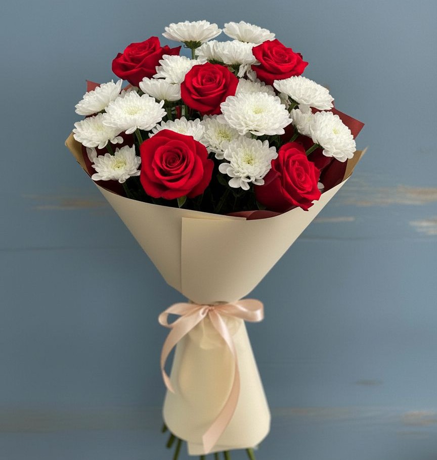 Букет цветов из: Розы и Хризантемы в Новоульяновске