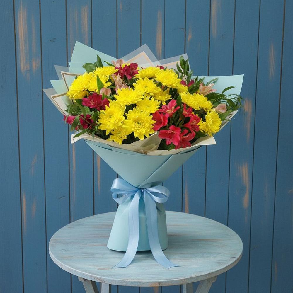 Букет цветов из: Альстромерии и Хризантемы в Новоульяновске