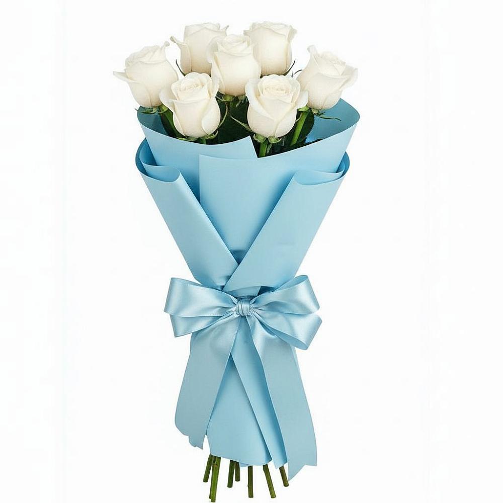Букет 7 белых роз Проуд в Новоульяновске