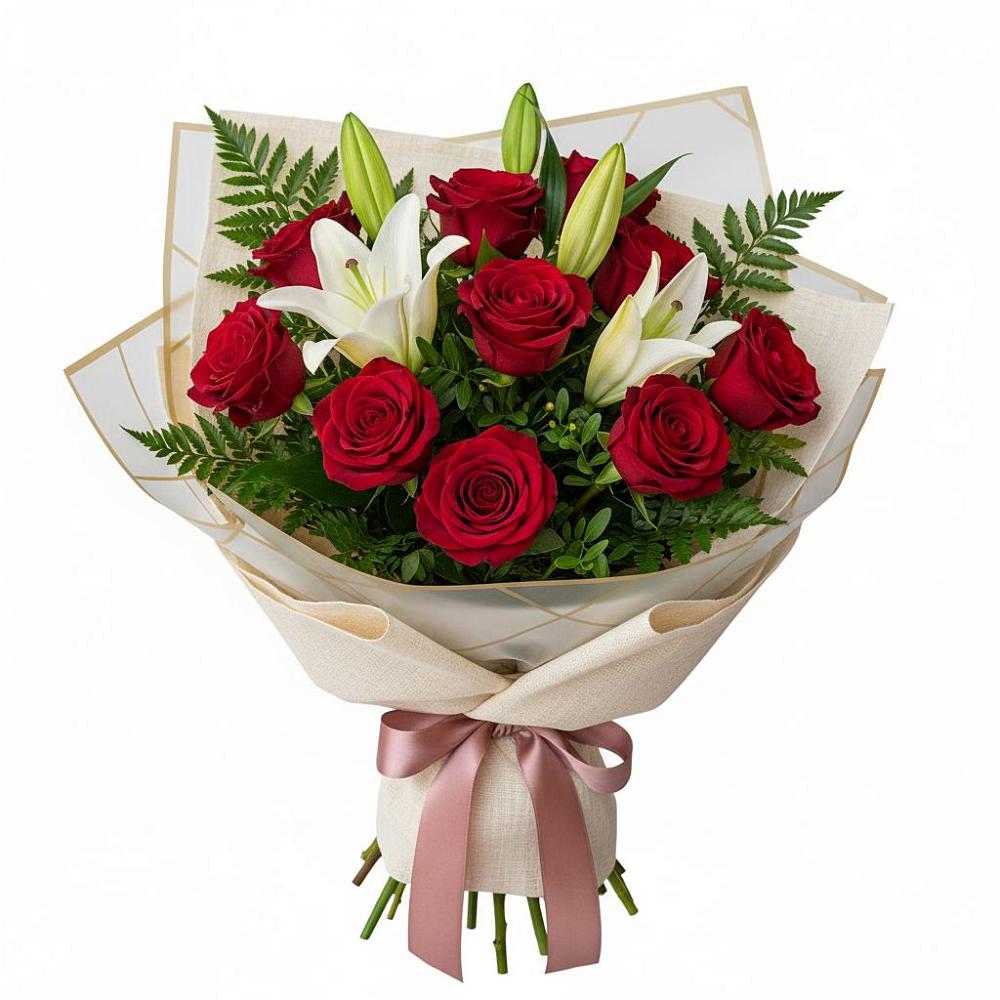 Букет цветов из: Лилии и Розы в Новоульяновске