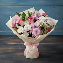 Букет цветов из:  Хризантемы, Альстромерии и Розы в Новоульяновске