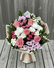 Букет цветов из:  Альстромерии, Гвоздики, Розы и Хризантемы в Новоульяновске