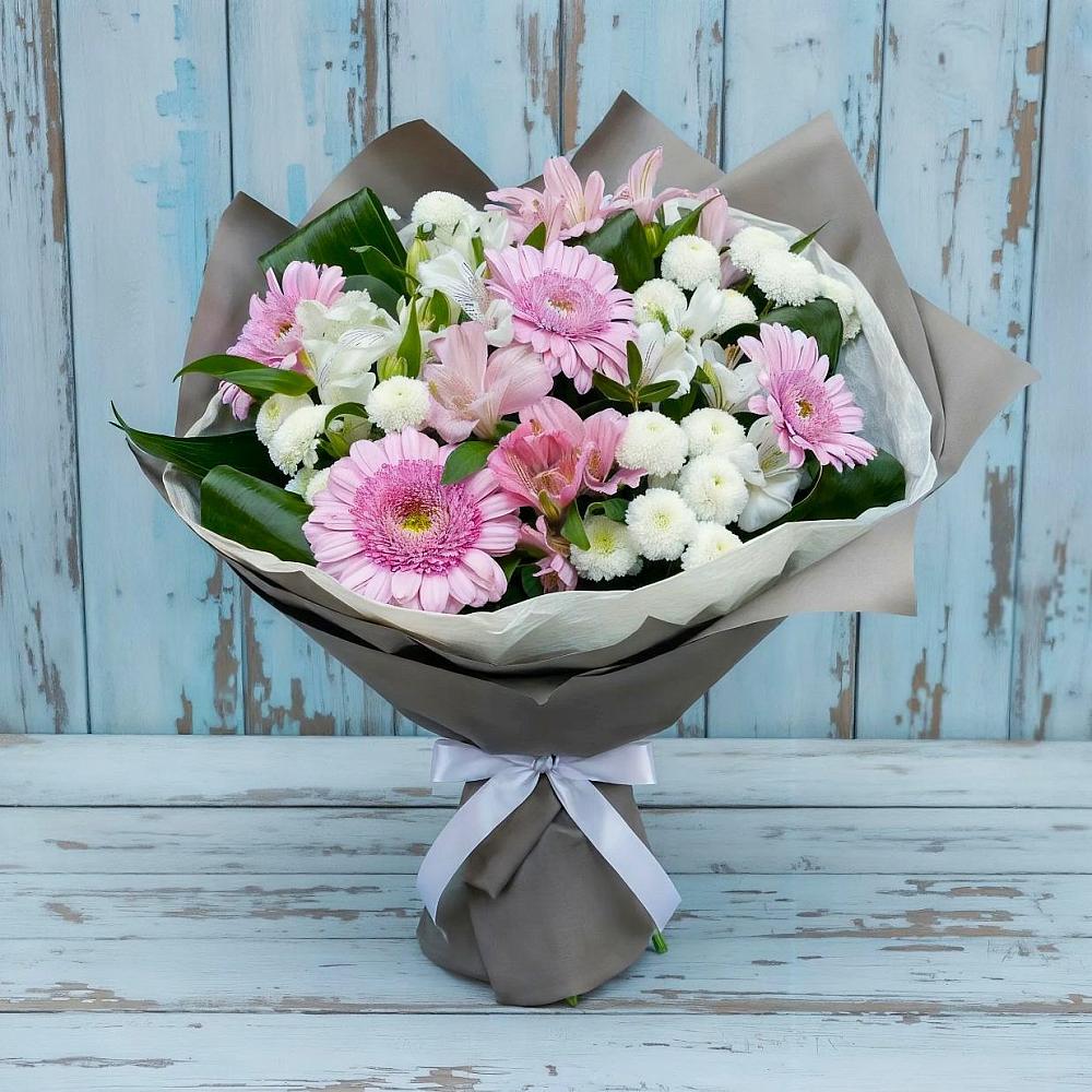Букет цветов из: Герберы, Альстромерии и Хризантемы в Новоульяновске